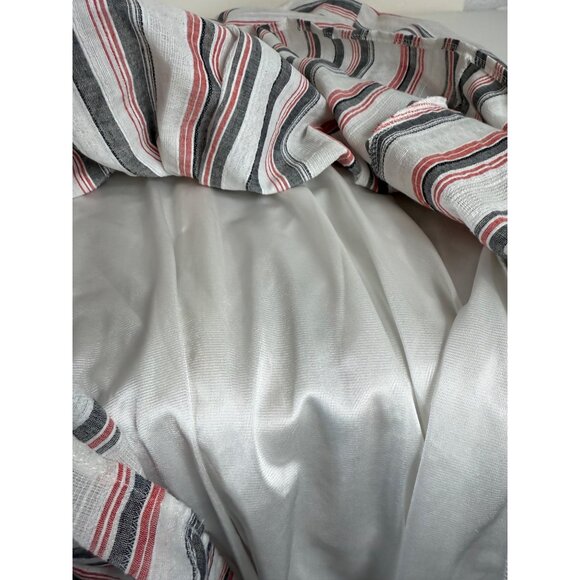 Ecowish Babydoll Pleated Dress Sz L Stripe Lightweight Linen Blend Short Length - Picture 12 of 16